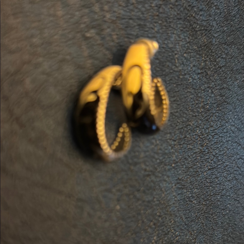 Gold And Black Hoop Pierced Earrings